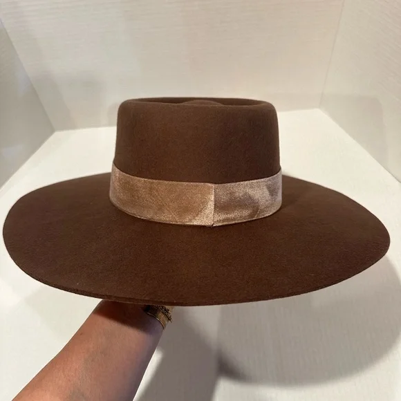 Juno Boater Brown 100% Australian Wool Hat w/Light Velour Trim by Lack of Color - Picture 6 of 9